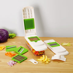 Mainstays 11 Pieces Multi-Function Nice Dicer and Mandoline, Stainless Steel, Green Glaze, 820g - Image 3